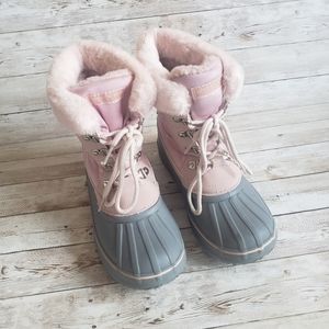 London Fog Lace-Up Quilted Snow Boots. Big Girls size 3. Pink